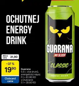 Tesco Guarana, energetický nápoj nabídka