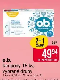 Teta o.b. tampony 16 ks, vybrané druhy nabídka