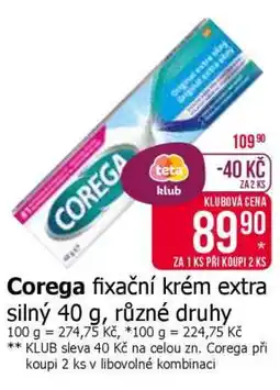 Teta Corega fixační krém extra silný 40 g, různé druhy nabídka