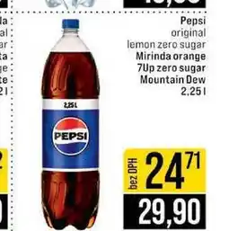 Jip Pepsi original lemon zero sugar Mirinda orange 7Up zero sugar Mountain Dew nabídka