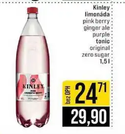 Jip Kinley limonáda pink berry ginger ale purple tonic original zero sugar nabídka