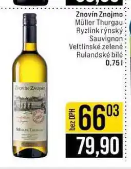 Jip Znovín Znojmo Müller Thurgau Ryzlink rýnský Sauvignon Veltlínské zelené Rulandské bílé nabídka