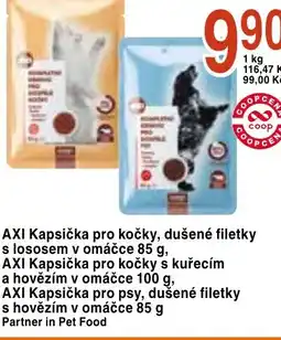 Coop hb AXI Kapsička pro kočky, dušené filetky s lososem v omáčce nabídka