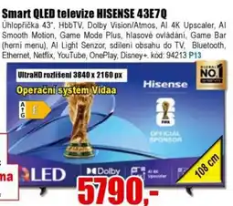 EVA Smart QLED televize HISENSE 43E7Q nabídka