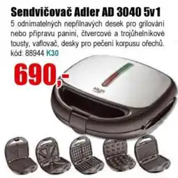 EVA Sendvičovač Adler AD 3040 5v1 nabídka