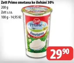 Partner Maloobchodní síť Zott Primo smetana ke šlehání 30% nabídka