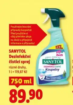 Lidl Sanytol dezinfekční čisticí sprej nabídka