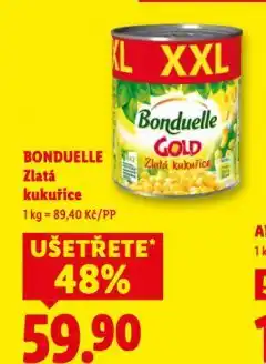 Lidl Bonduelle zlatá kukuřice nabídka