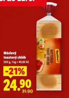 Lidl Máslový toastový chléb nabídka