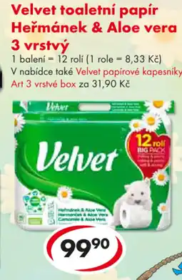 CBA Velvet toaletní papír Heřmánek & Aloe vera 3 vrstvý nabídka