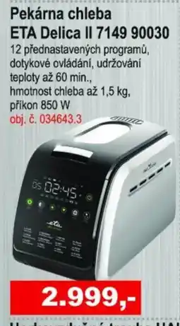 Elektro Spáčil Pekárna chleba ETA Delica II 7149 90030 nabídka