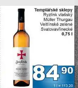 Jip Templářské sklepy Ryzlink vlašský Müller Thurgau Veltlínské zelené Svatovavřinecké nabídka