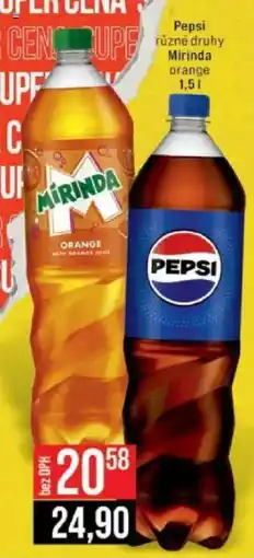 Jip Pepsi různé druhy Mirinda orange nabídka