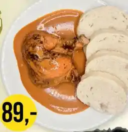 Jip Kuřecí stehno na paprice, houskový knedlík nabídka