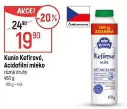Globus Kunín Kefírové, Acidofilní mléko nabídka