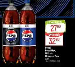Globus Pepsi, Pepsi Max, Mirinda, Mountain Dew nabídka