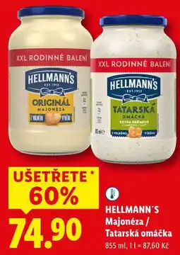 Lidl HELLMANN'S Majonéza/Tatarská omáčka nabídka