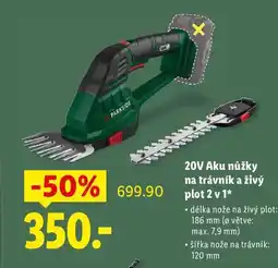 Lidl 20V Aku nůžky na trávník a živý plot 2 v1 nabídka