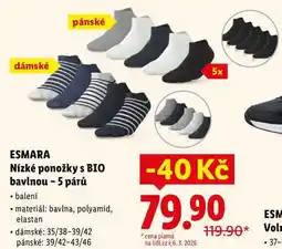 Lidl ESMARA Nízké ponožky s BIO bavlnou - 5 párů nabídka
