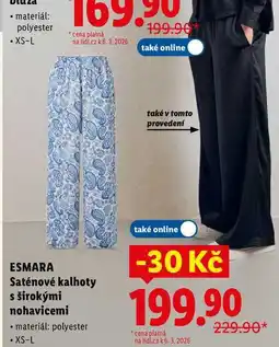 Lidl ESMARA Saténové kalhoty s širokými nohavicemi nabídka