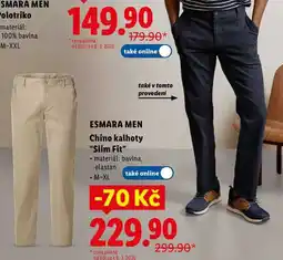 Lidl ESMARA MEN Chino kalhoty Slim Fit nabídka