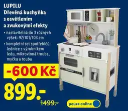 Lidl LUPILU Dřevěná kuchyňka s osvětlením a zvukovými efekty nabídka