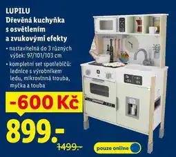 Lidl LUPILU Dřevěná kuchyňka s osvětlením a zvukovými efekty nabídka