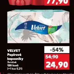 Kaufland Velvet papírové kapesníky nabídka