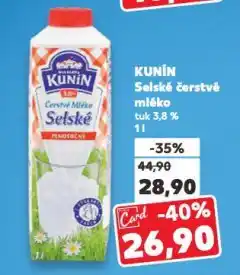 Kaufland Kunín selské čerstvé mléko nabídka