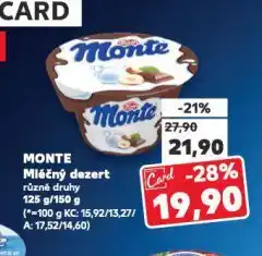 Kaufland Monte mléčný dezert nabídka