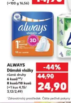 Kaufland Always dámské vložky nabídka