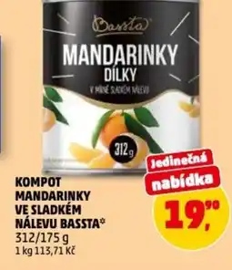 Penny Market Kompot mandarinky ve sladkém nálevu bassta nabídka