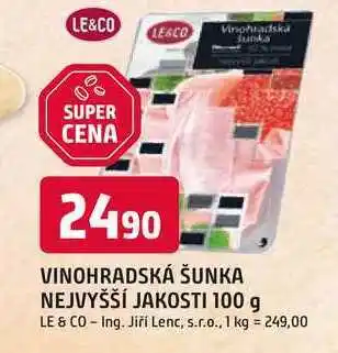 Trefa LE & CO VINOHRADSKÁ ŠUNKA NEJVYŠŠÍ JAKOSTI nabídka