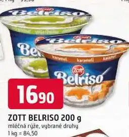 Trefa Zott Belriso mléčná rýže různé příchutě nabídka