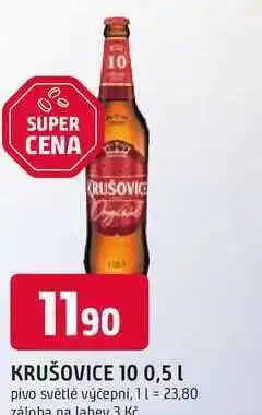 Trefa KRUŠOVICE 10 0,5 L pivo světlé výčepní nabídka
