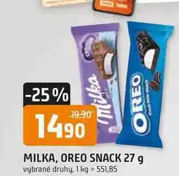 Trefa MILKA, OREO SNACK nabídka