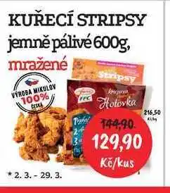 RABBIT řeznictví KUŘECÍ STRIPSY jemně pálivé 600g, mražené nabídka