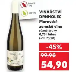 Kaufland VINAŘSTVÍ DRNHOLEC Moravské zemské víno nabídka