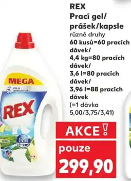 Kaufland REX Prací gel/ prášek/kapsle nabídka
