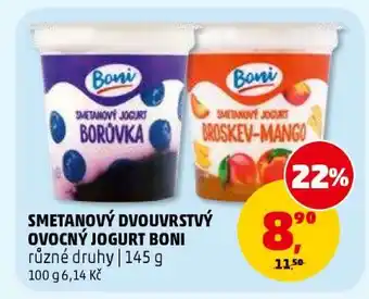 Penny Market SMETANOVÝ DVOJVRSTVÝ OVOCNÝ JOGURT BONI nabídka