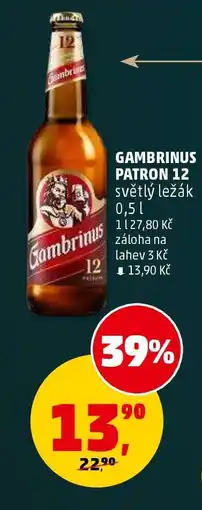 Penny Market Gambrinus Patron 12 světlý ležák 0,5 l nabídka