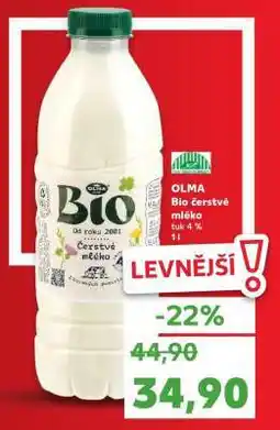 Kaufland OLMA Bio čerstvé mléko tuk 4% nabídka
