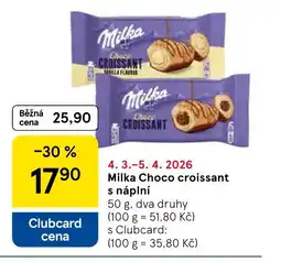 Tesco Milka Choco croissant s náplní nabídka