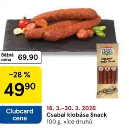 Tesco Csabai klobása Snack nabídka