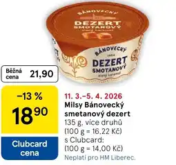 Tesco Milsy Bánovecký smetanový dezert nabídka