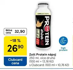 Tesco Zott Protein nápoj nabídka