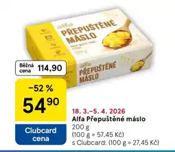 Tesco Alfa Přepuštěné máslo nabídka