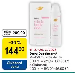 Tesco Dove Deodorant nabídka