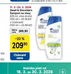 Tesco Head&shoulders šampon nabídka