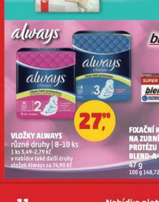 Penny Market Always dámské vložky nabídka